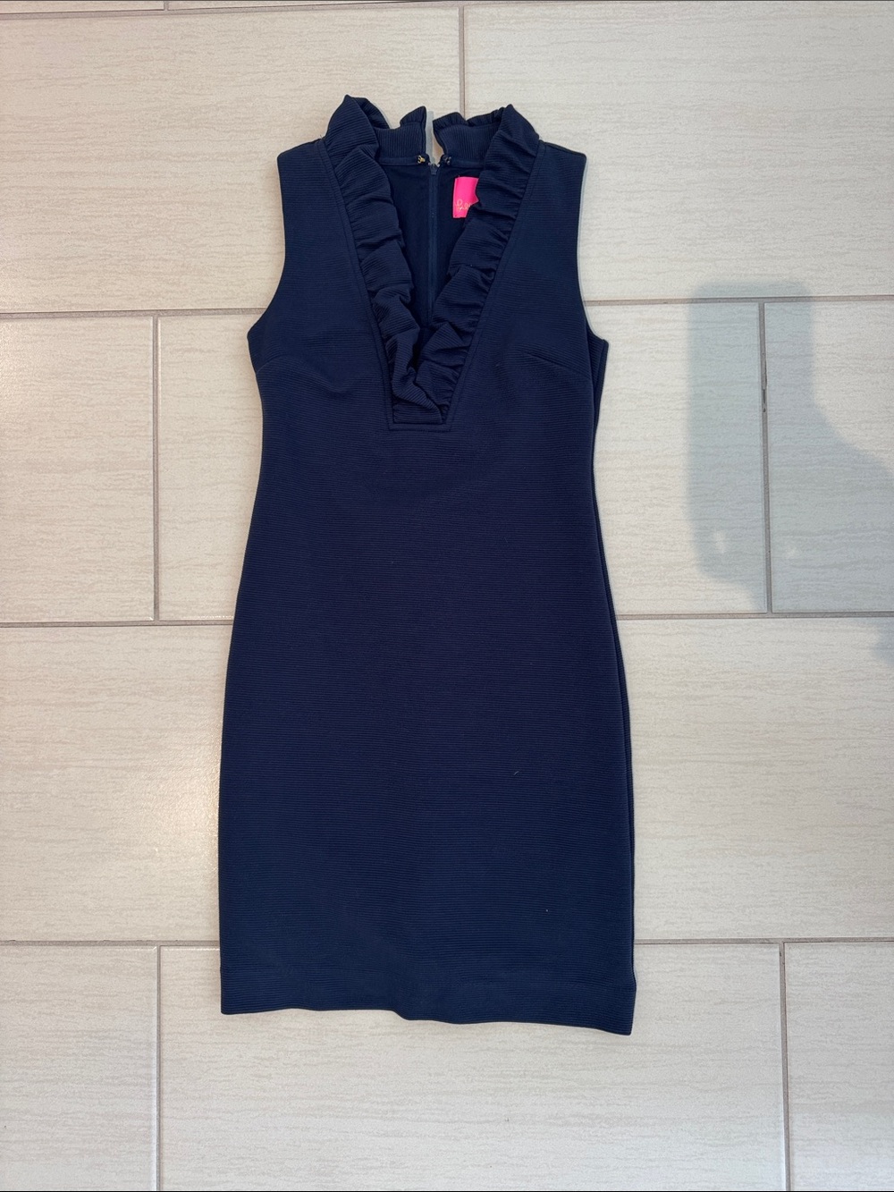 Lilly Pulitzer Navy Ruffle V-Neck Mini Dress